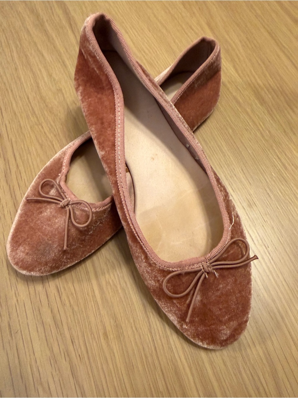 H&M Velvet Ballet Flats in Rose Taupe